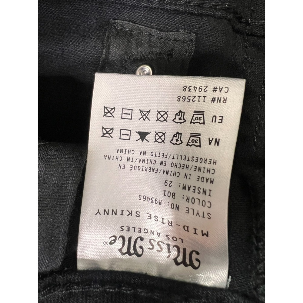 Miss Me Los Angeles Jeans Womens 32 Black Fleur-De-Lis Embellish Skinny Y2K - Picture 11 of 12